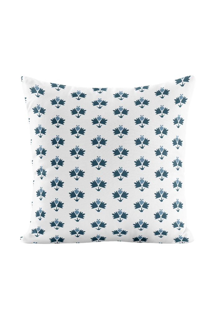 Designer Cushion - Folk Flower in Blue