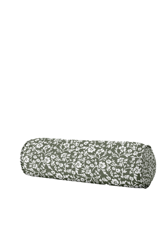 Designer Bolster - Floral Garden in Olive