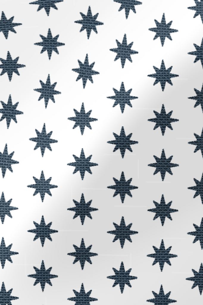 Designer Fabric - 8 Point Star in Navy