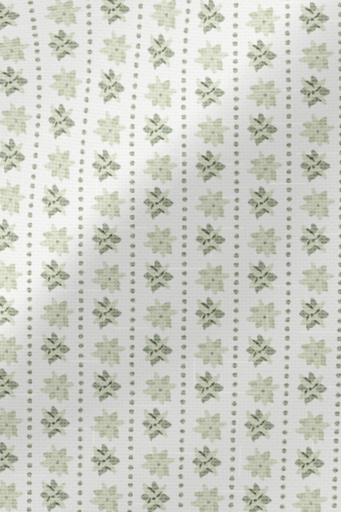 Designer Fabric - Hydrangea Rows in Green