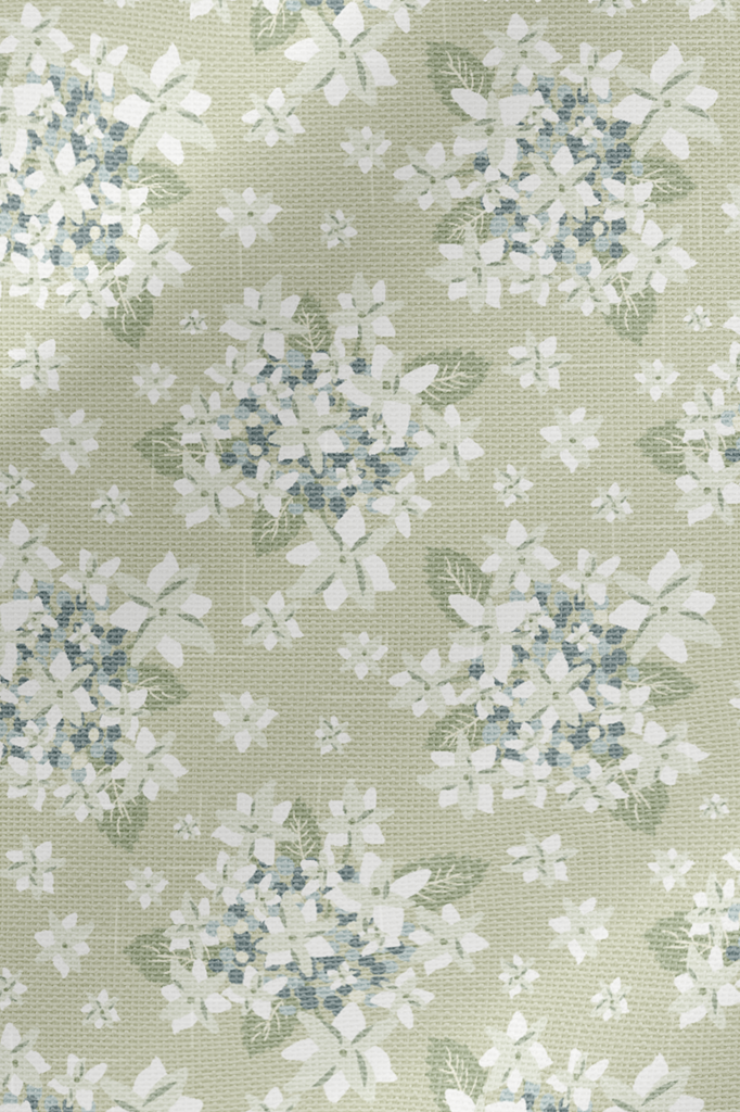 Designer Fabric - Summer Hydrangea in Green