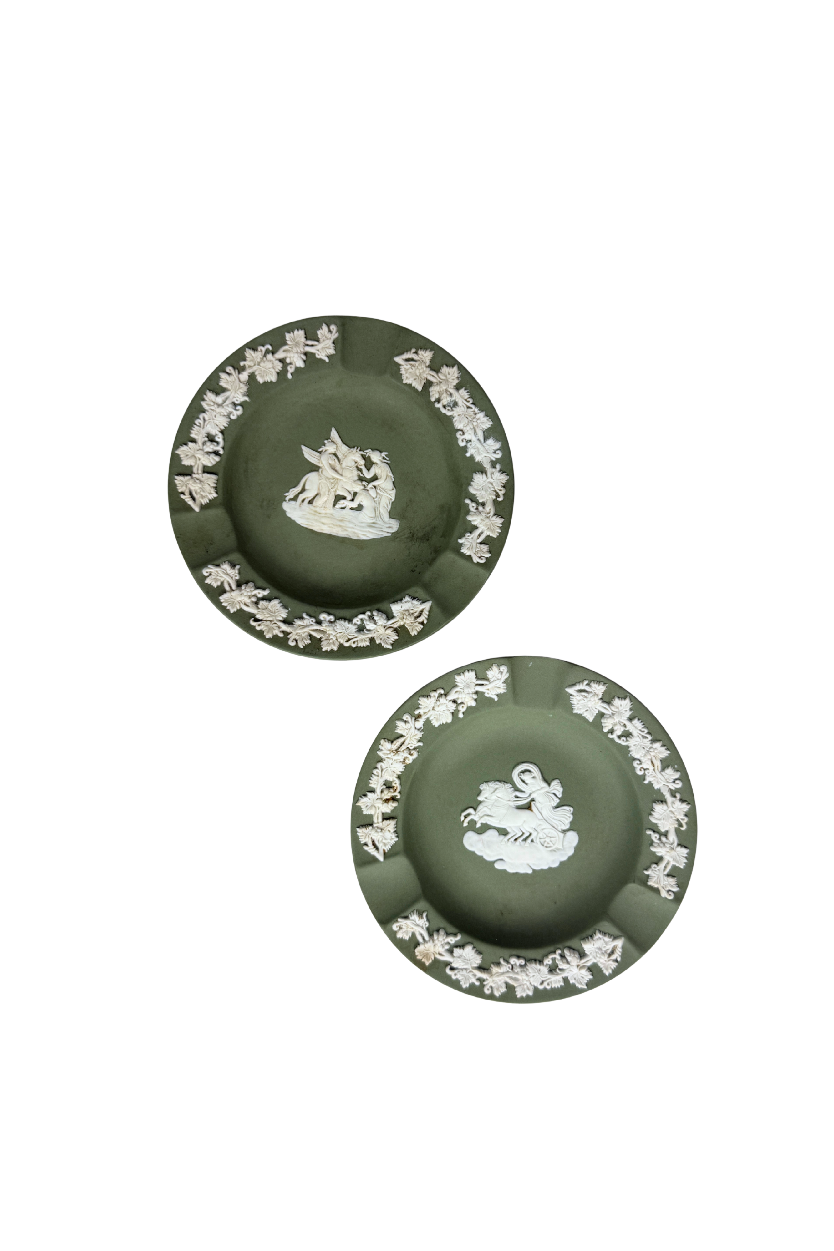Vintage Wedgwood Green Jasperware Plates (set of 2) - Heirloomed