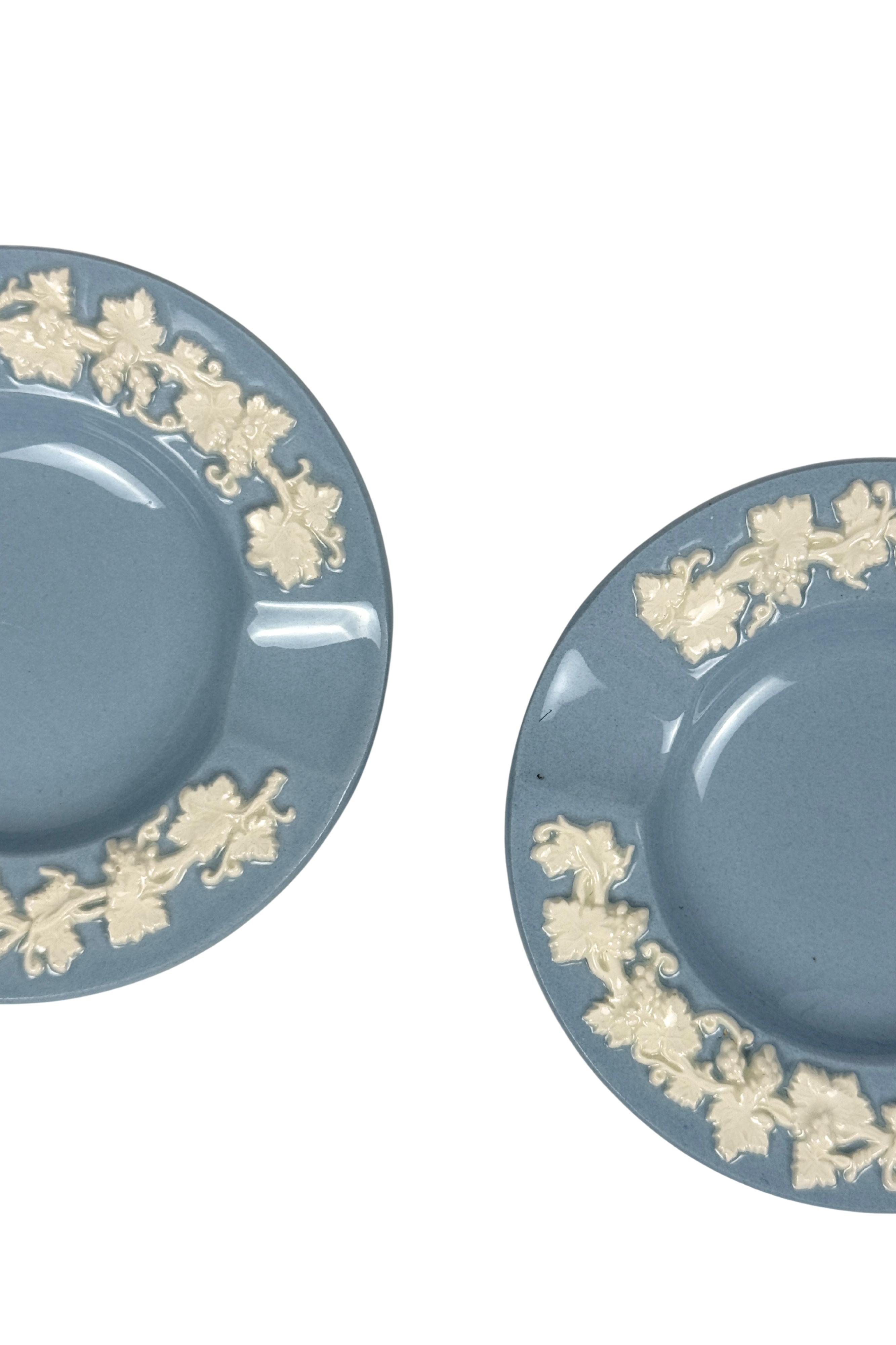 Vintage Wedgwood Queensware Blue Embossed Dishes | Set of 2 