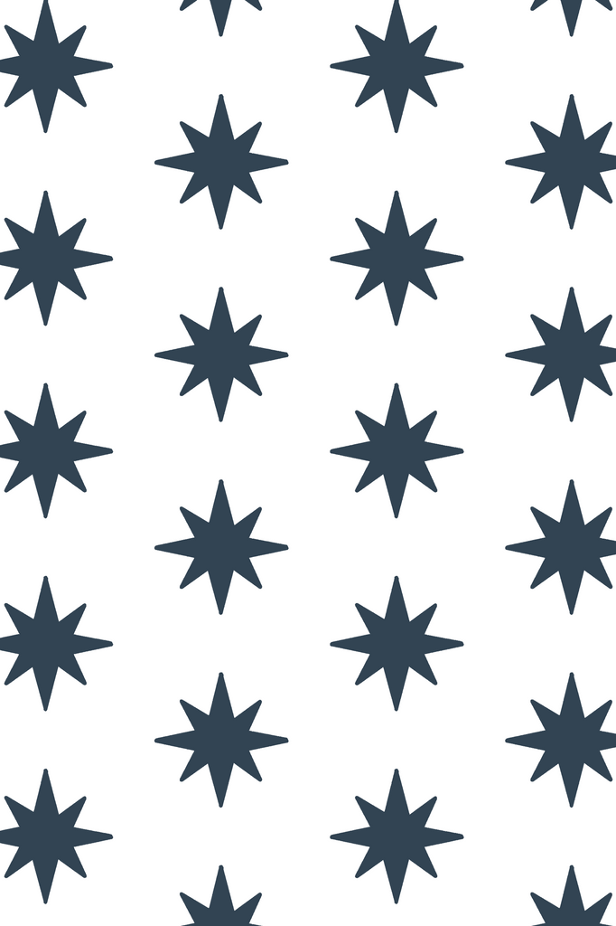 Designer Wallpaper - 8 Point Star in Navy