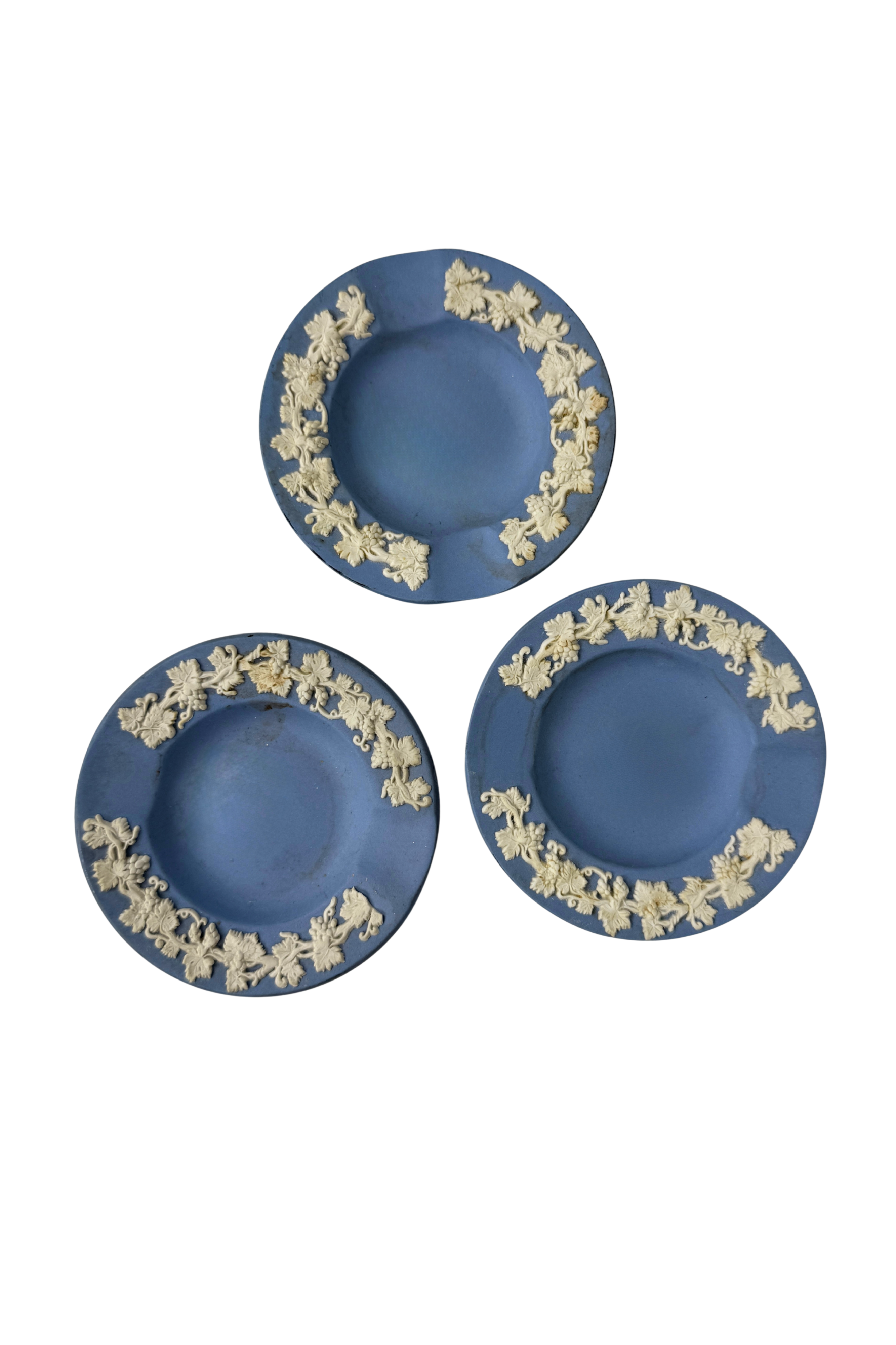 Wedgwood Jasperware Blue Grapevine Dishes (Set of 3) - Heirloomed