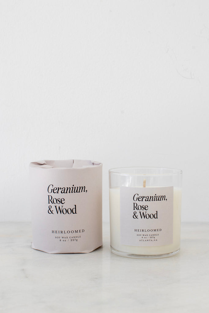 geranium and rose scented candles
