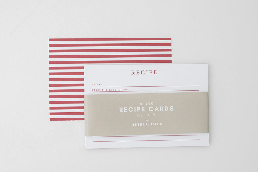 Holiday Recipe Cards in Red Awning Stripe