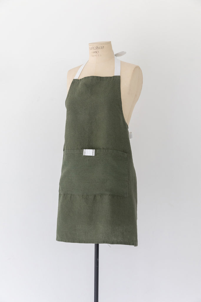 Adult Bistro Linen Apron in Olive