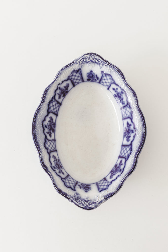 detailed blue serving bowl