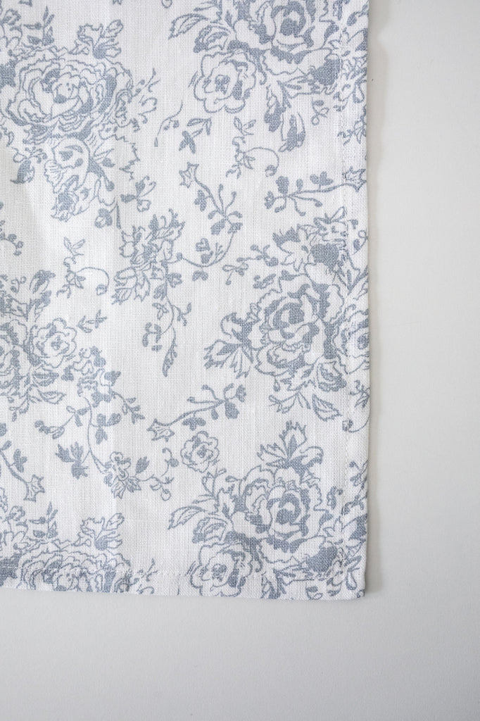 Linen Tablecloth in Light Blue English Rose