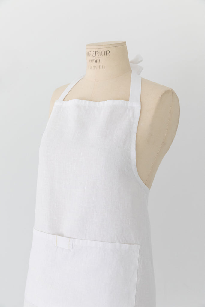 Adult Bistro Linen Apron in White
