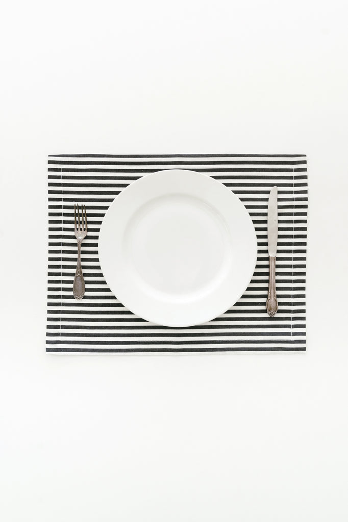 Linen Placemat in Navy Stripe