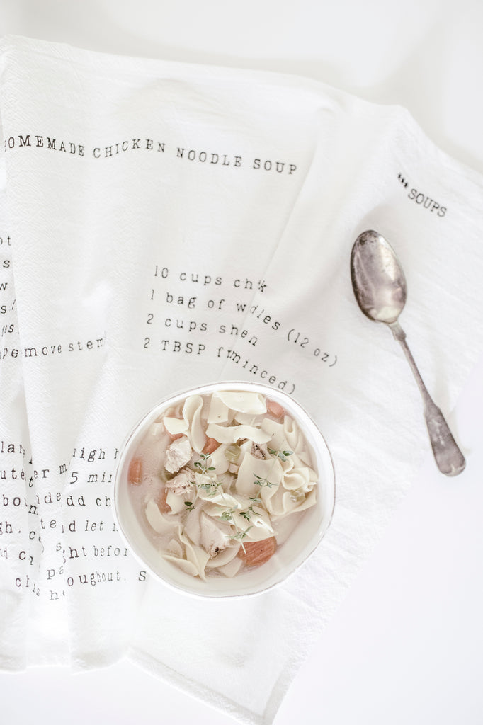 Cotton Kitchen Towel with Recipe for Chicken Noodle Soup