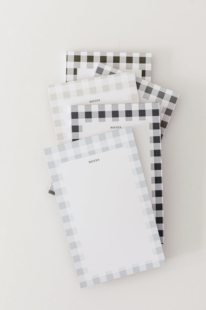 group shot of gingham notepads