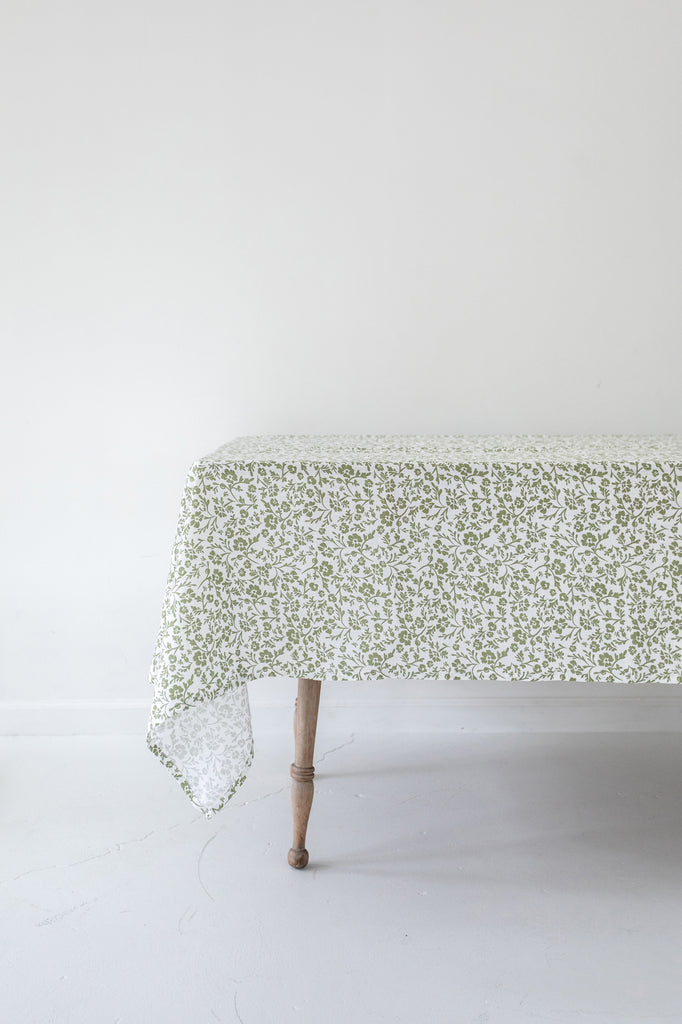 Linen Tablecloth in Floral Garden