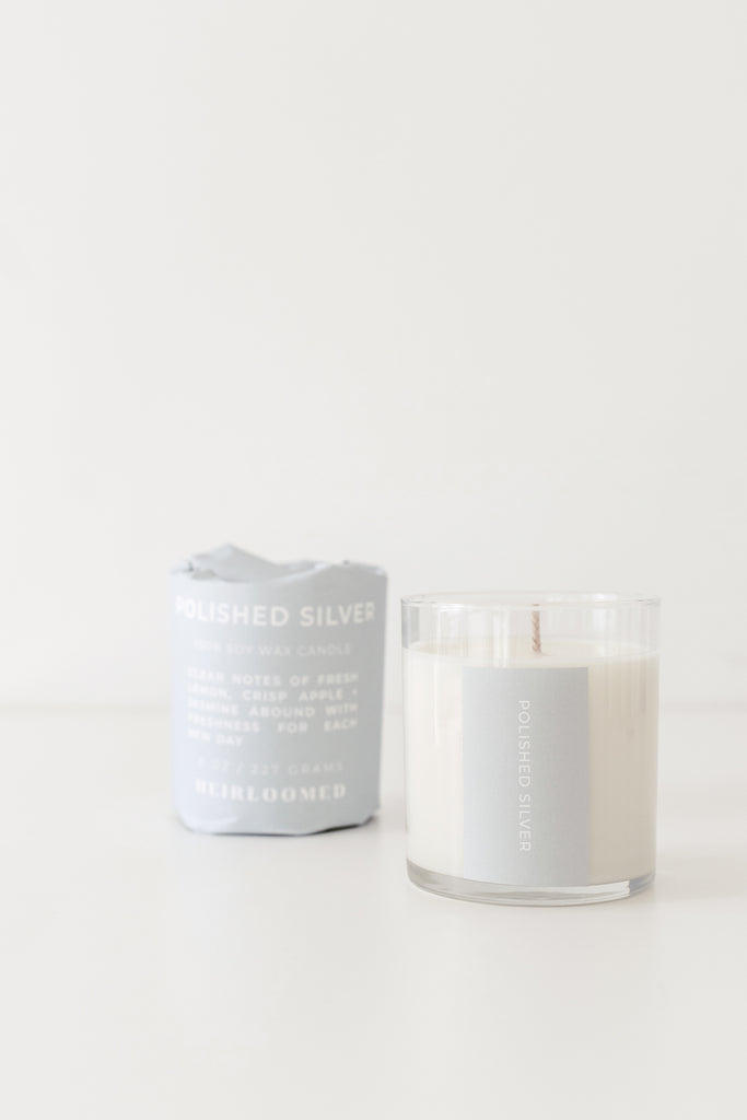 Hand Poured Soy Candle in Polished Silver