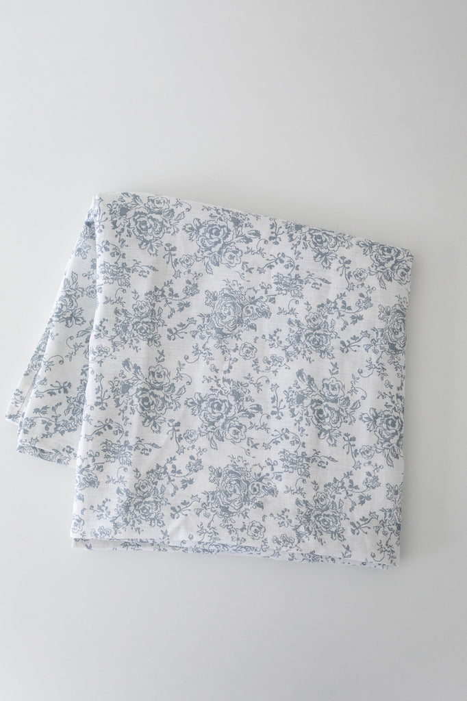 Linen Tablecloth in Light Blue English Rose