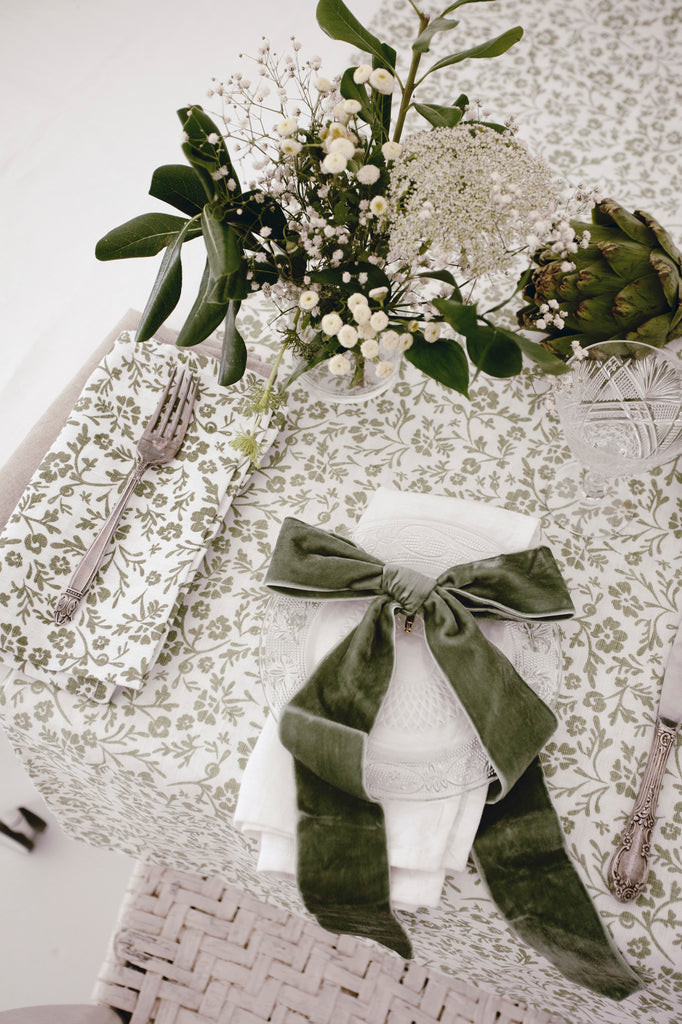 Linen Napkins in Sage Floral