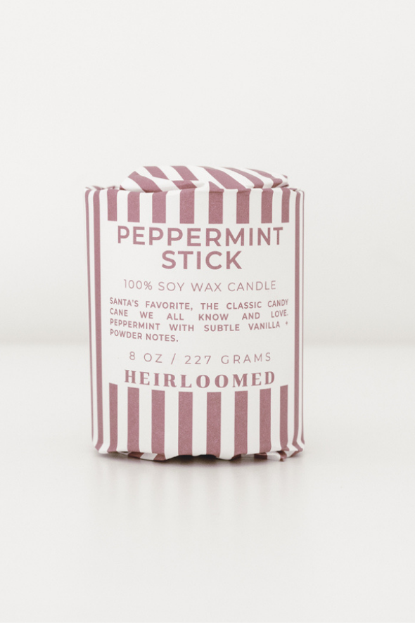 Hand Poured Soy Candle in Peppermint Stick