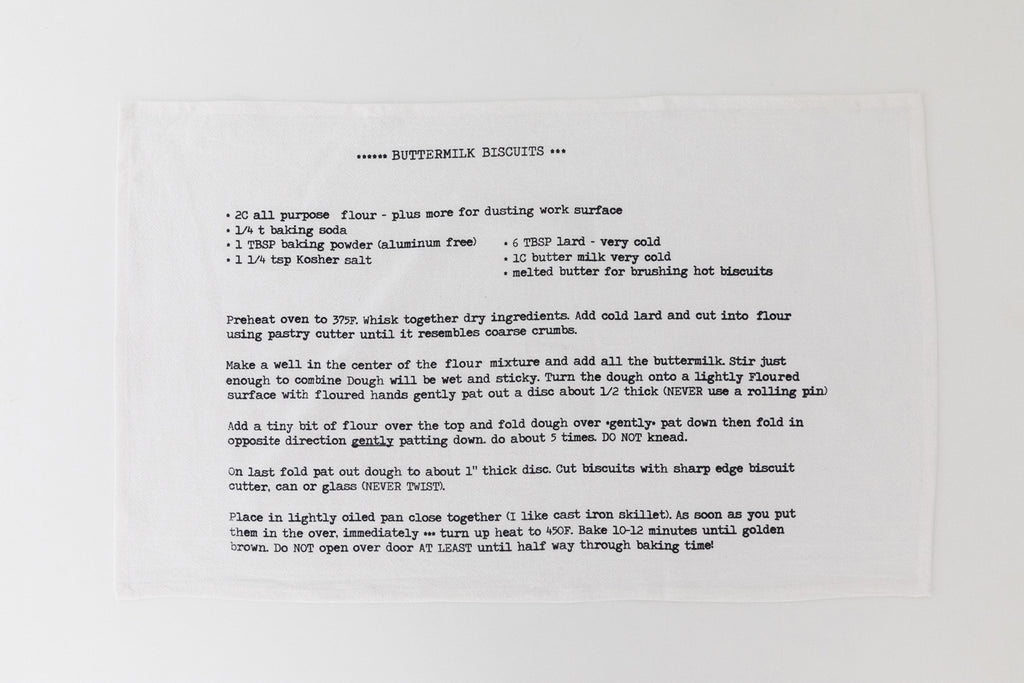 Cotton Kitchen Towel with Recipe for Buttermilk Biscuits
