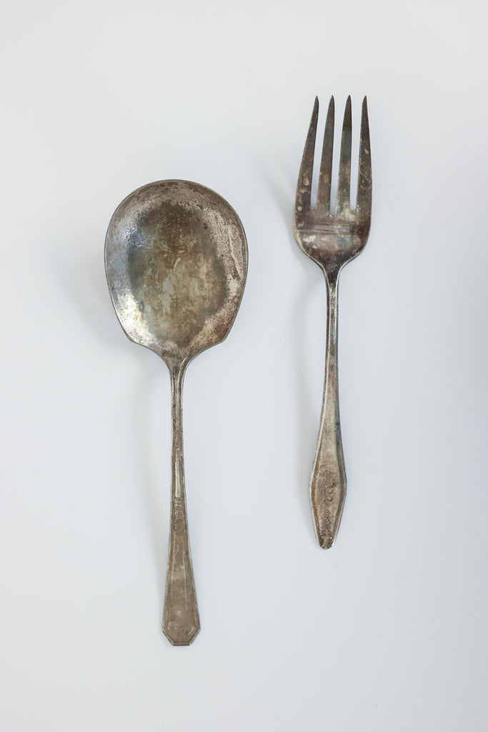 Vintage Serving Spoon and Fork Set