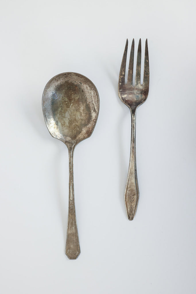 Vintage Serving Spoon and Fork Set Heirloomed - Main Image