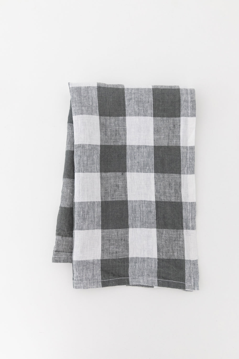 Linen Tea Towel in Navy Gingham - Heirloomed