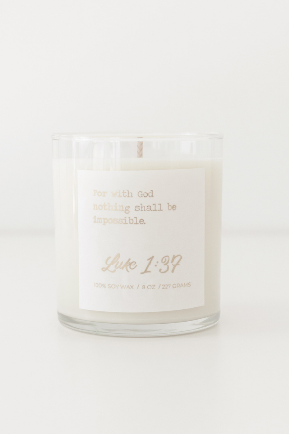 Hand Poured Soy Candle in Impossible Bible Verse