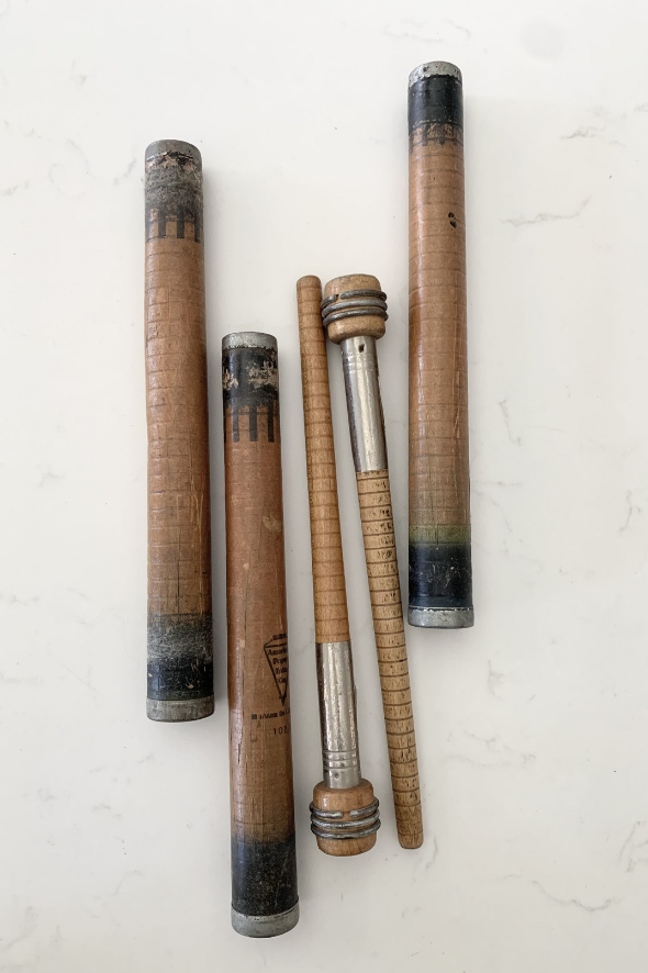 Vintage Wooden Stick Spool Spindles