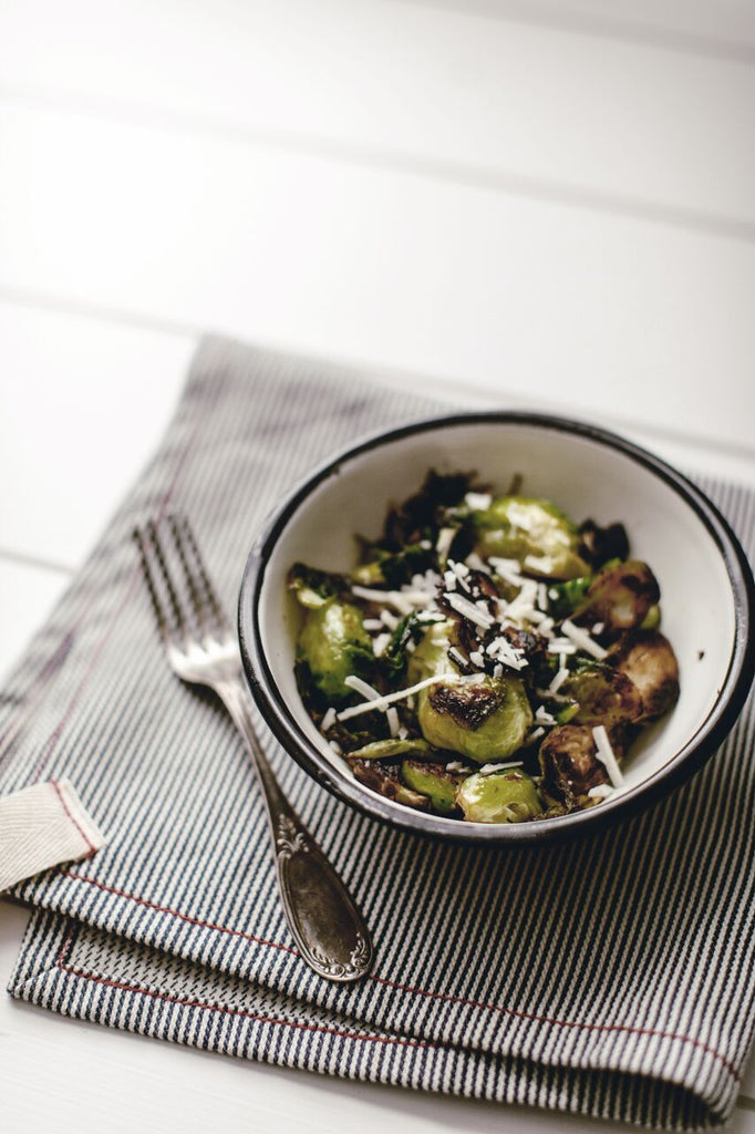 cooked Brussel sprouts styled